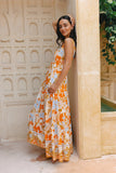 Acacia Orange Floral Tiered Maxi Dress