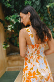 Acacia Orange Floral Tiered Maxi Dress