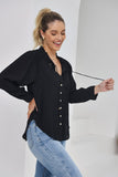 Clarisse Black Lace Trim Blouse