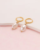 Perrie Pearl Gold Mini Hoop Earrings