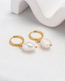 Perrie Pearl Gold Mini Hoop Earrings