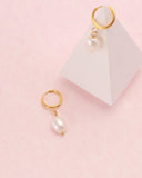 Perrie Pearl Gold Mini Hoop Earrings