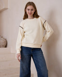 Morgan Cream Contrast Stitch Sweat shirt