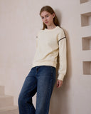 Morgan Cream Contrast Stitch Sweat shirt