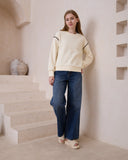 Morgan Cream Contrast Stitch Sweat shirt