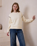 Morgan Cream Contrast Stitch Sweat shirt