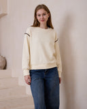 Morgan Cream Contrast Stitch Sweat shirt